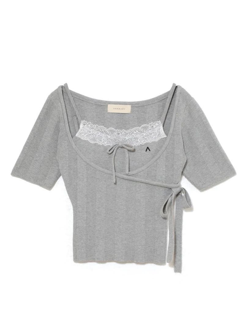 トップス andmary Cachecoeur lace set tops gray